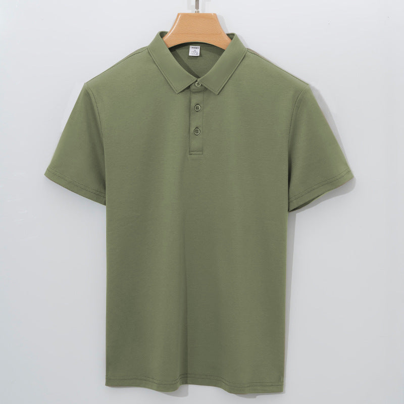 Double-sided Mercerized Cotton Polo Shirt Army Green
