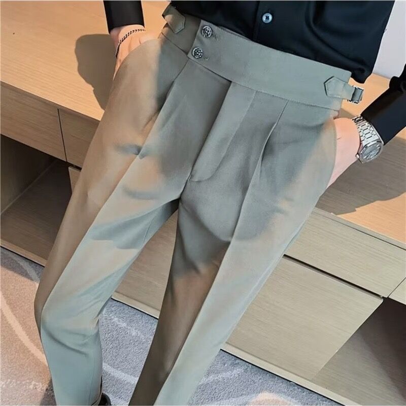 British Style Business Formal Wear Suit Pants Men Green