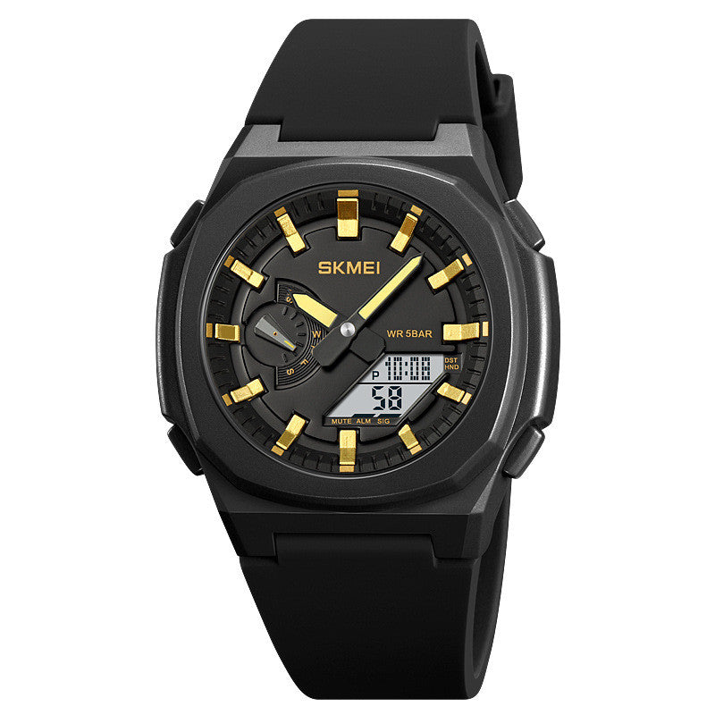 Quartz Waterproof Multi-function Chronograph Alarm Digital Watch Black Gold White Machine