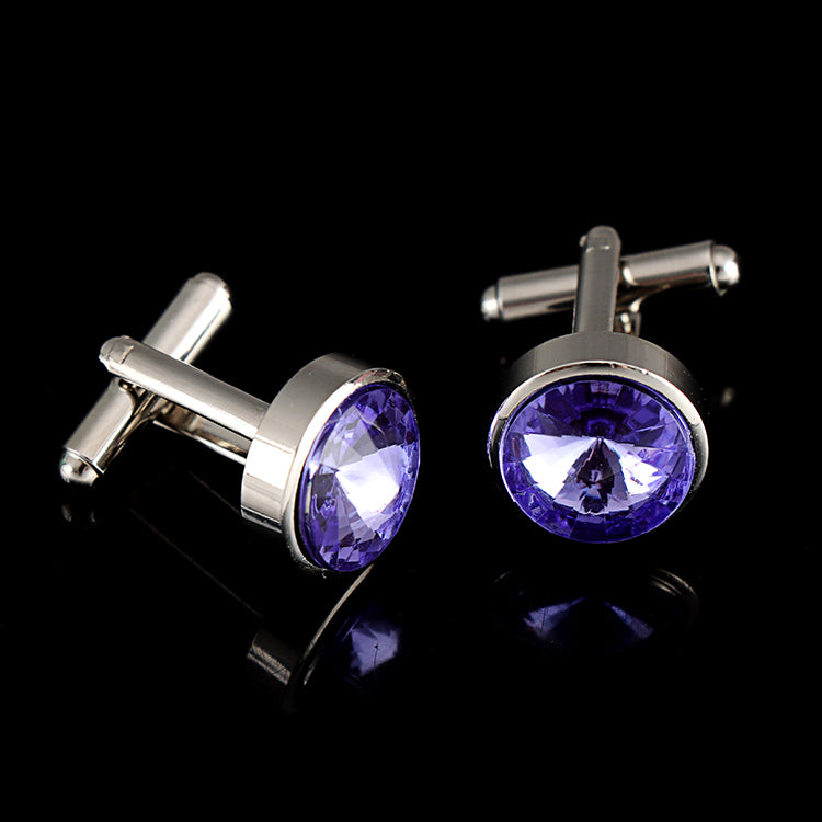 Multicolor French Men's Shirt Metal Cufflink Purple