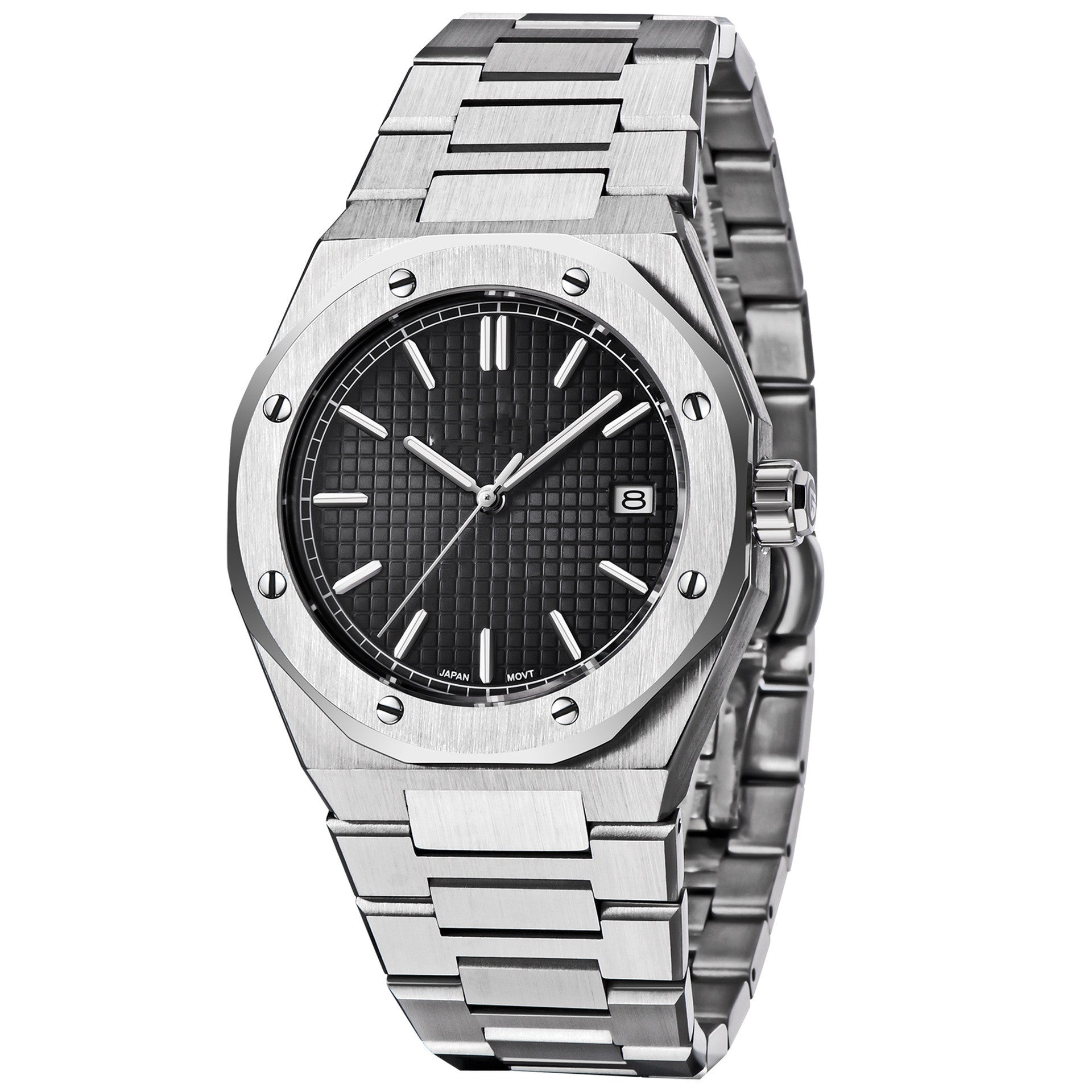 Mens Fashion Business Casual Steel Mechanical Watch Black NH35 Movement