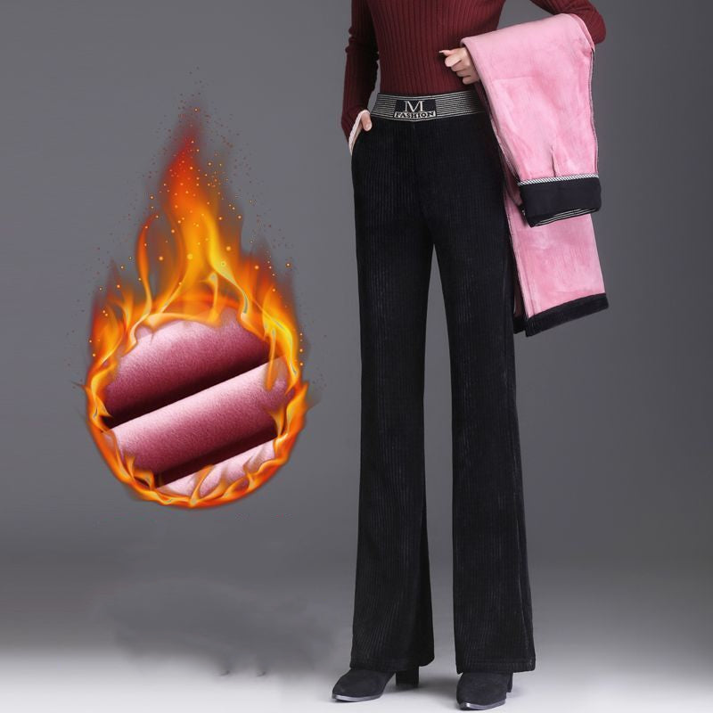 High Waist Wide Leg Pants Black plush