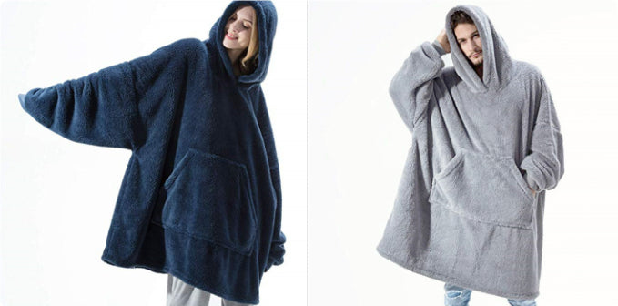 Hoodie Sweatshirt With Big Pocket Wearable Blanket