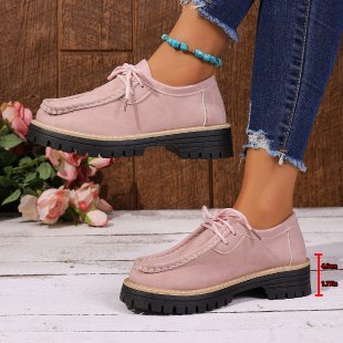 Lace-up British-style Loafers Pink