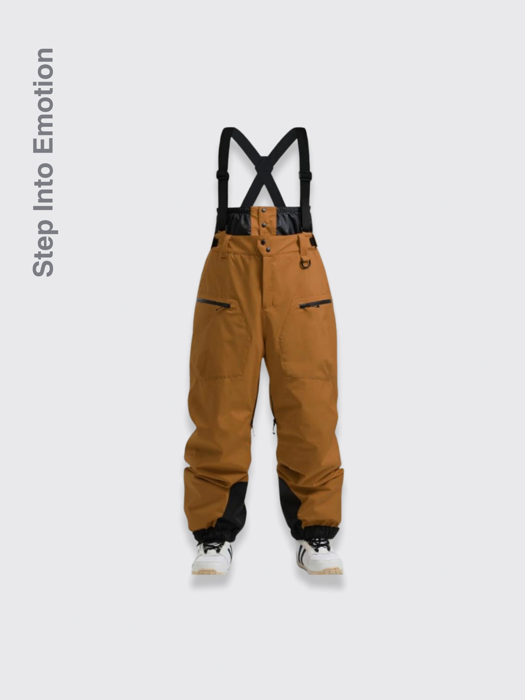New Strap Thickened Waterproof Ski Pants Men Brown L