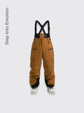 New Strap Thickened Waterproof Ski Pants Men Brown L