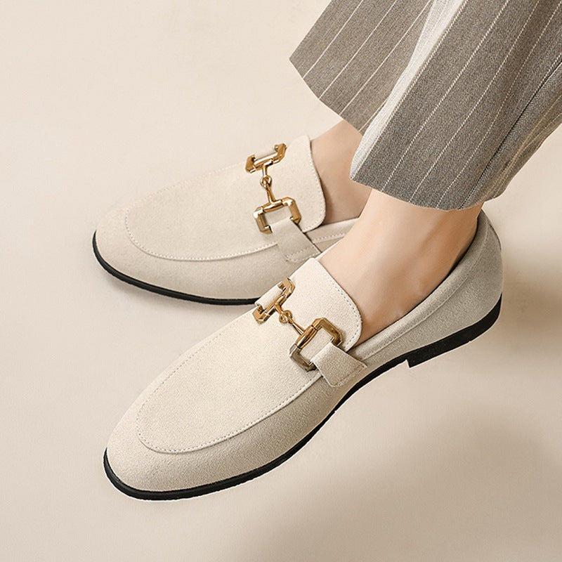 British Metal Buckle Leather Shoes