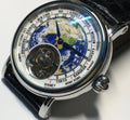 3D Globe Tourbillon Round Watch Silver