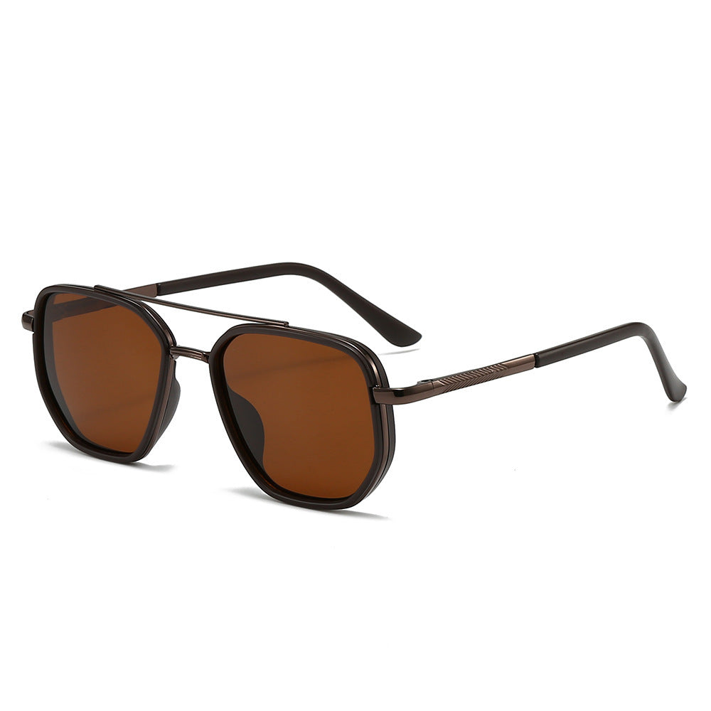 New UV-Protective Chanel-Style Metal Sunglasses For Men Solid Tea