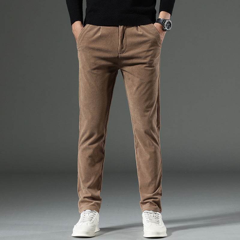 Stylish New Corduroy Casual Pants For Men Khaki