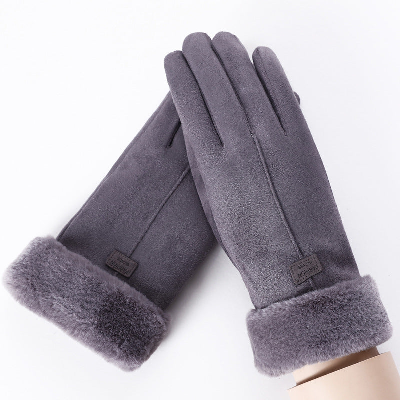 Touchscreen Compatible Thermal Gloves For Women Cyclists Gray Free Size
