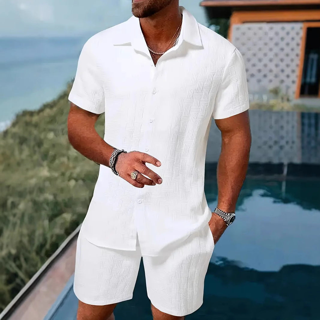 Jacquard Black And White Solid Color Suit
