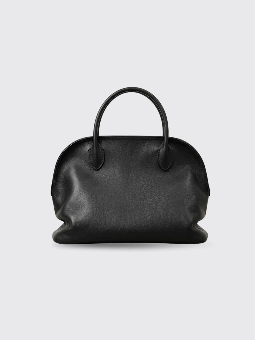 Old Money Style Cowhide Shell Bag Black Large Size
