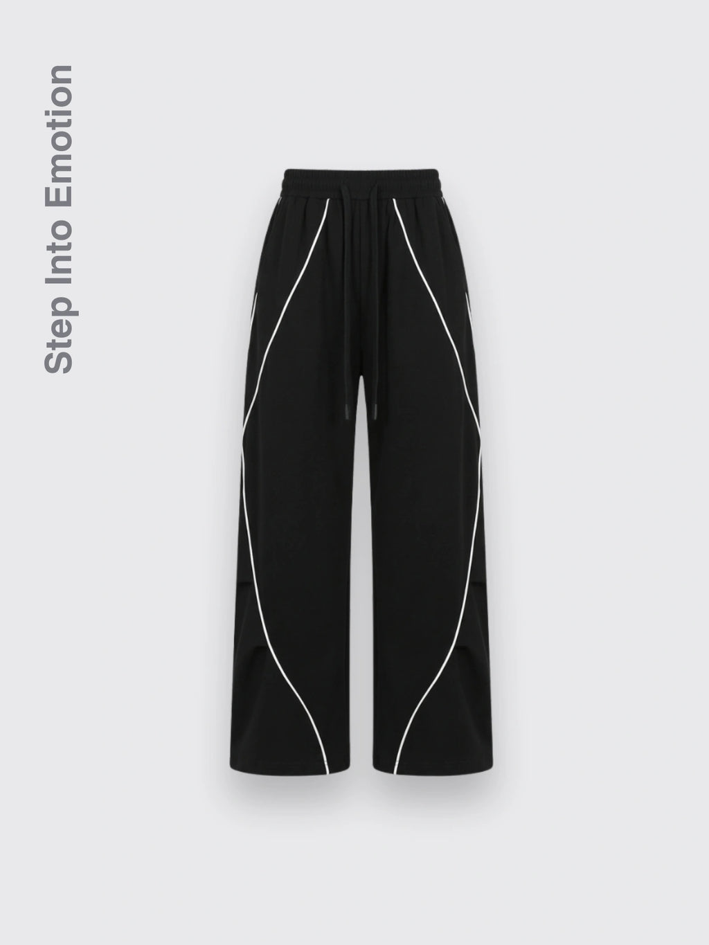 Pleated Hip Hop Sports Wide-leg Pants Black L