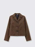 Retro Old Money Style Suede Short Jacket Brown L