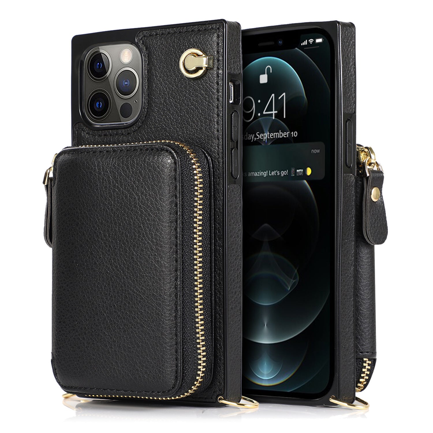 Multi-functional Card-inserting Wallet Phone Black