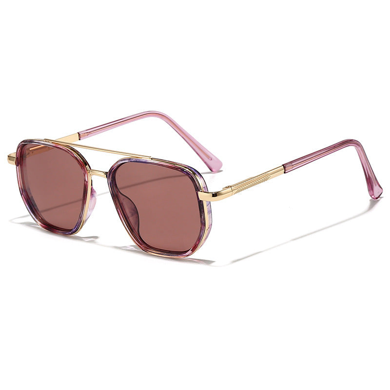New UV-Protective Chanel-Style Metal Sunglasses For Men Pink Gold Coffee Slices