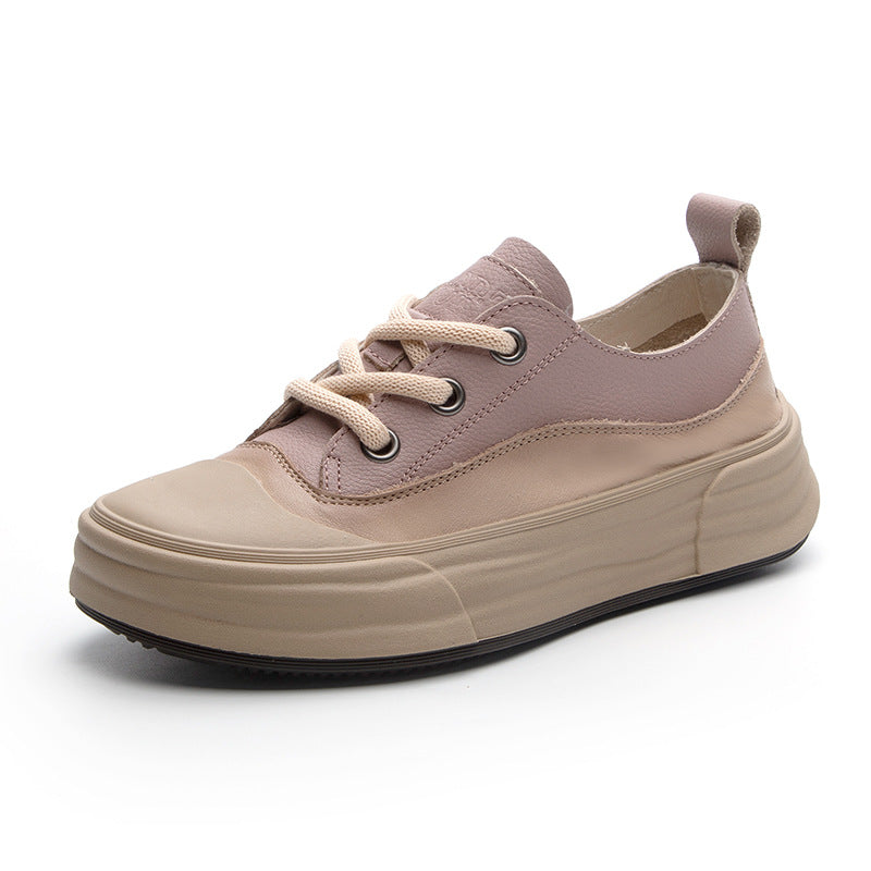 Leather Casual Platform Sneakers Purple