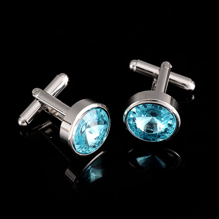 Multicolor French Men's Shirt Metal Cufflink Lake Blue