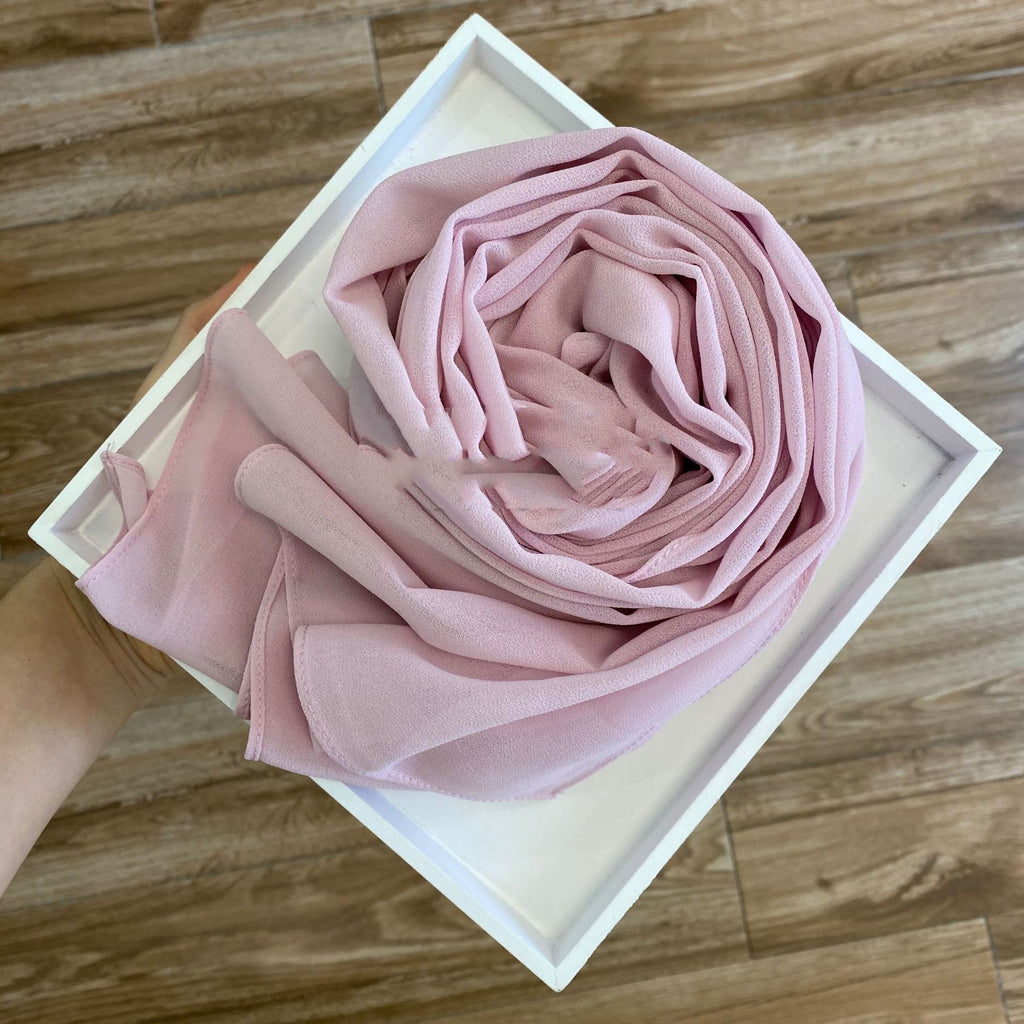 Women's Hijab Solid Pearl Chiffon Scarf Morning pink