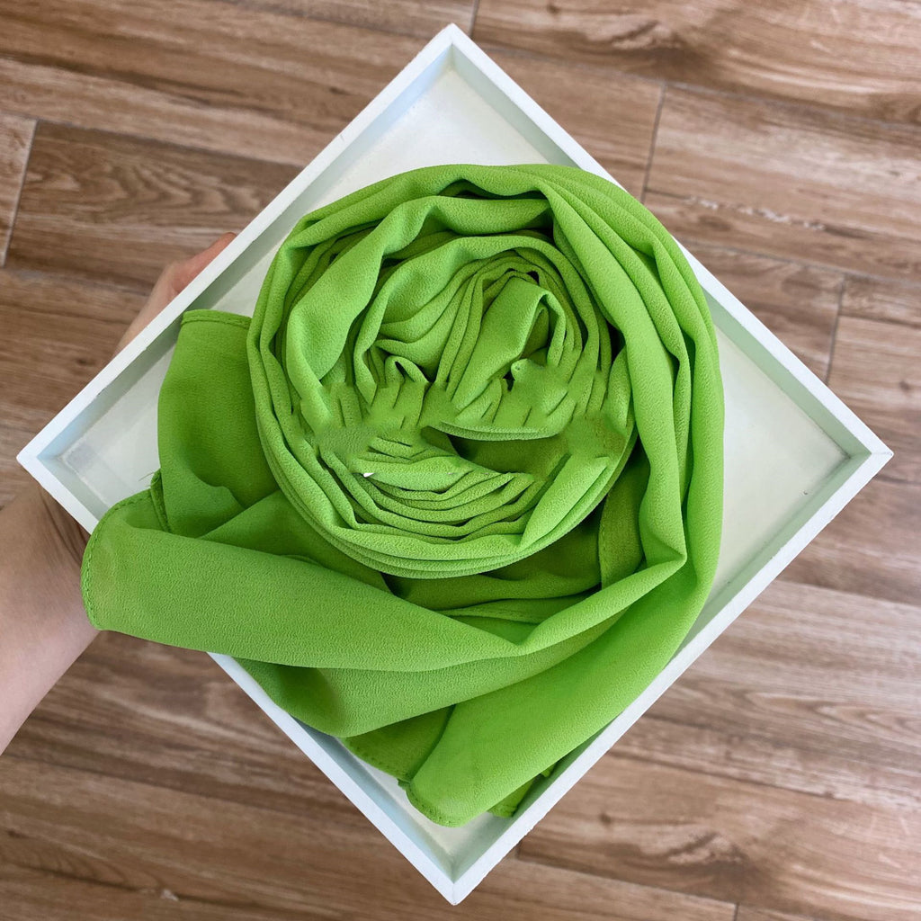 Women's Hijab Solid Pearl Chiffon Scarf Desert green