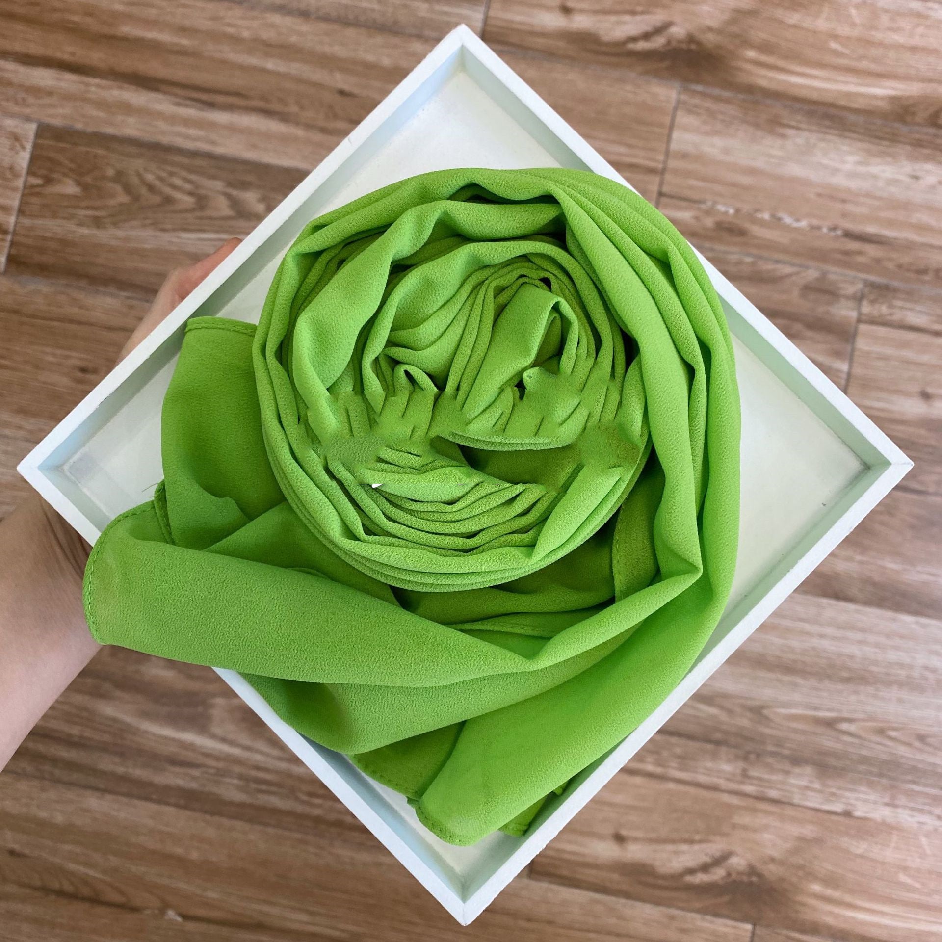 Women's Hijab Solid Pearl Chiffon Scarf Desert green