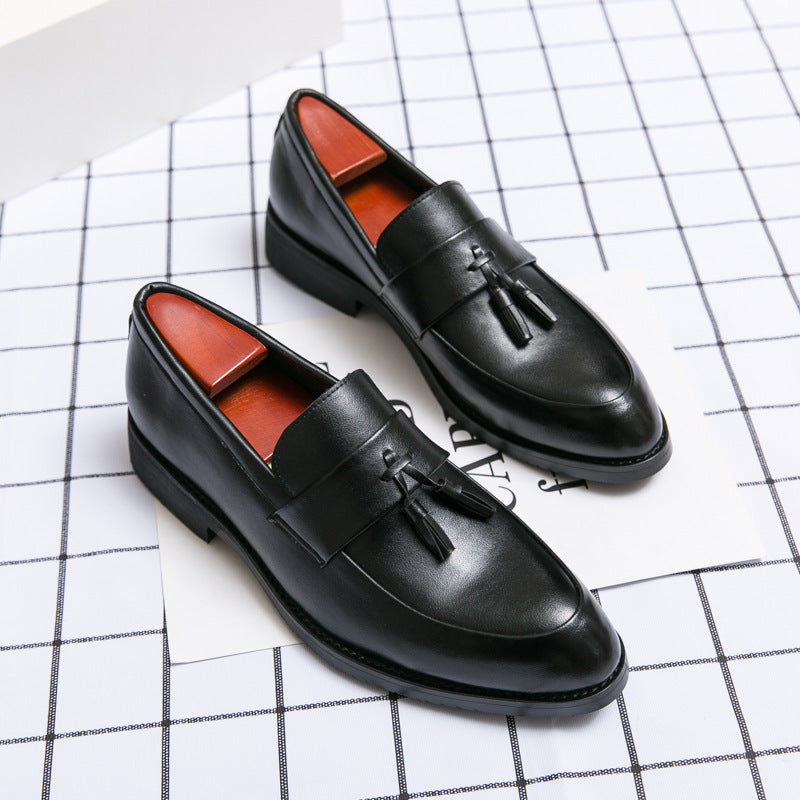 Casual Men Loafers Classic Tassel Men Leather Shoes Wedding Men Dress Black