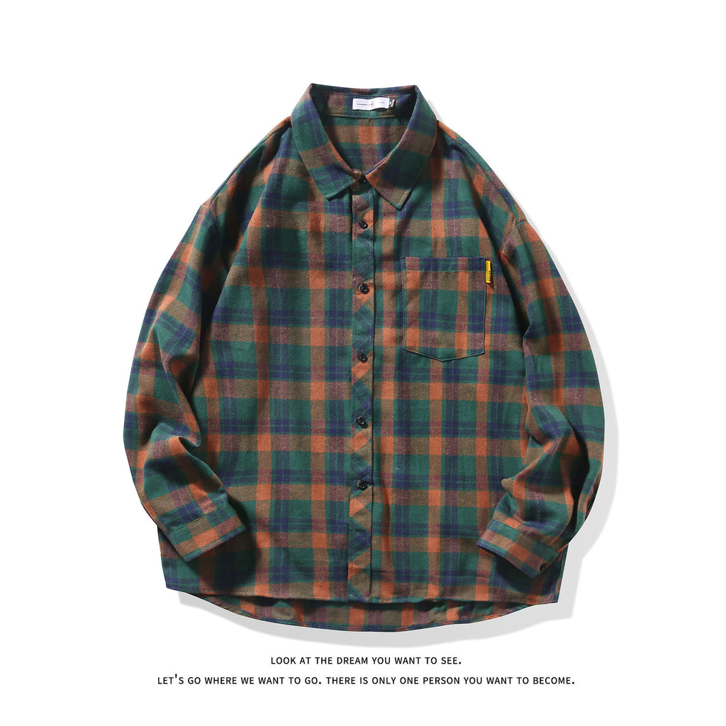 Loose-fitting Casual Plaid Shirt