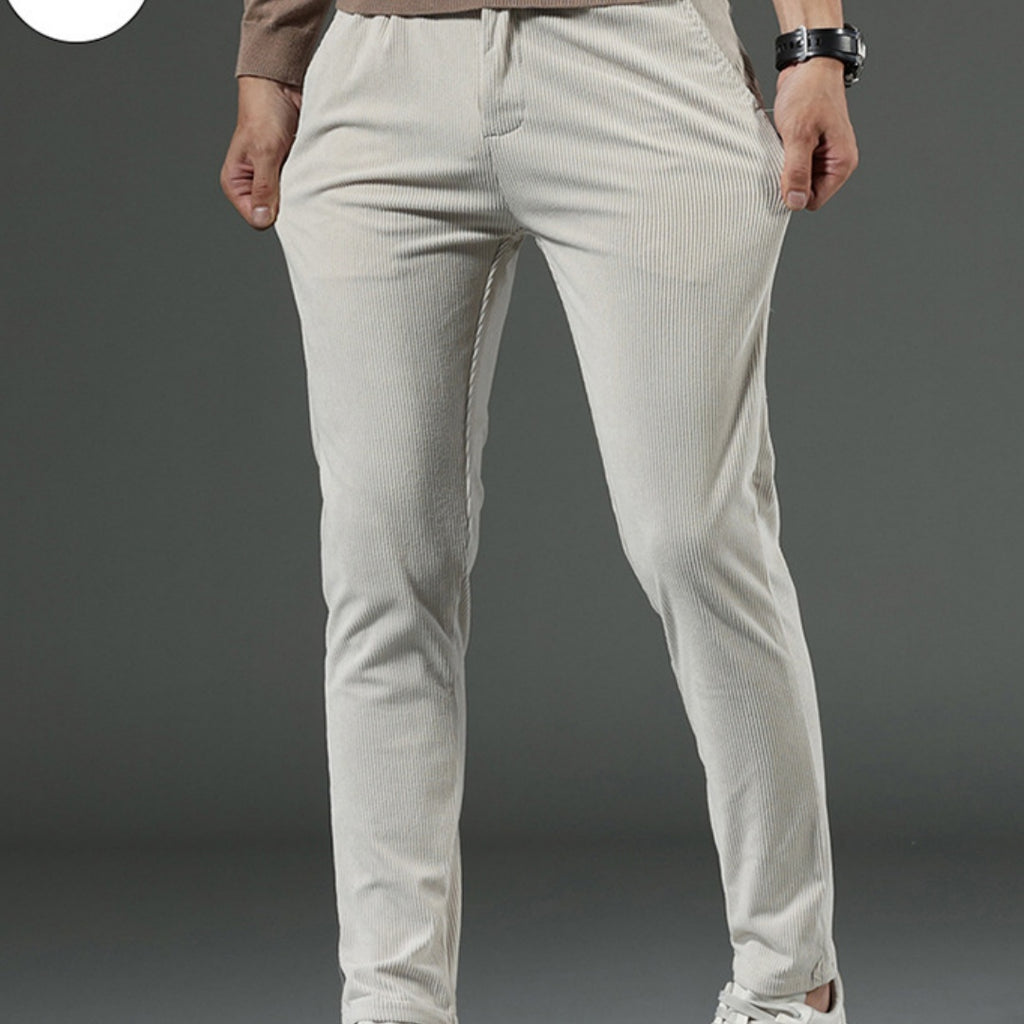 Stylish New Corduroy Casual Pants For Men Creamy white