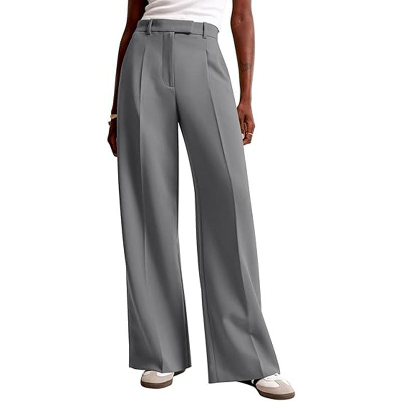 Casual Straight-Leg Business Suit Pants Silver
