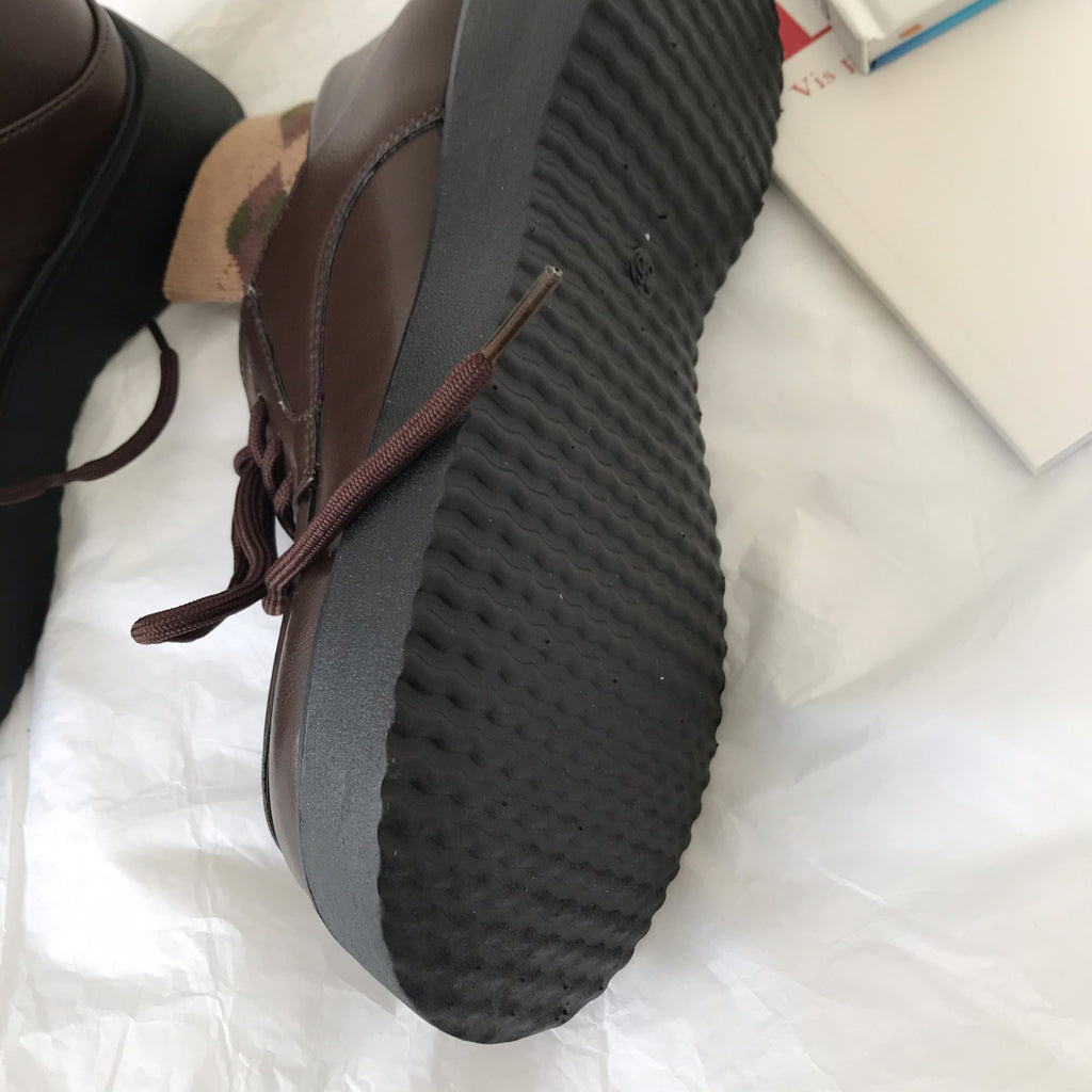 Leather Shoes Preppy English Retro