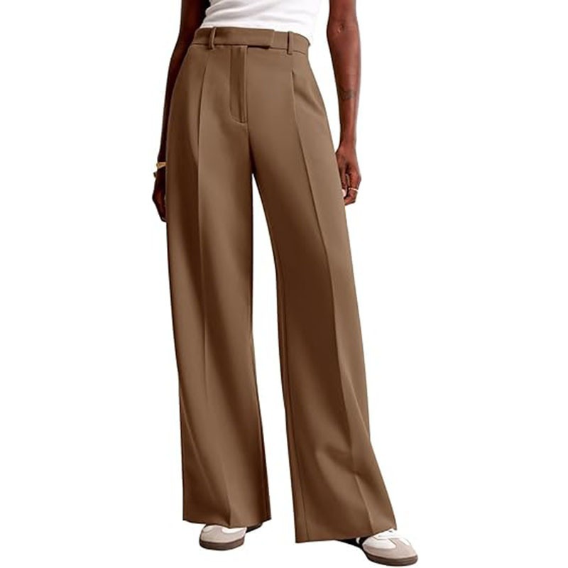Casual Straight-Leg Business Suit Pants Brown