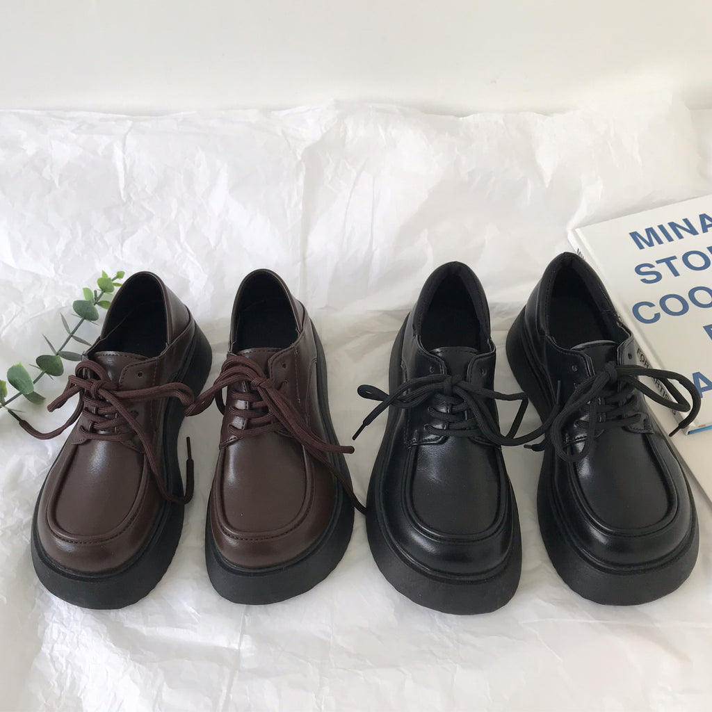Leather Shoes Preppy English Retro