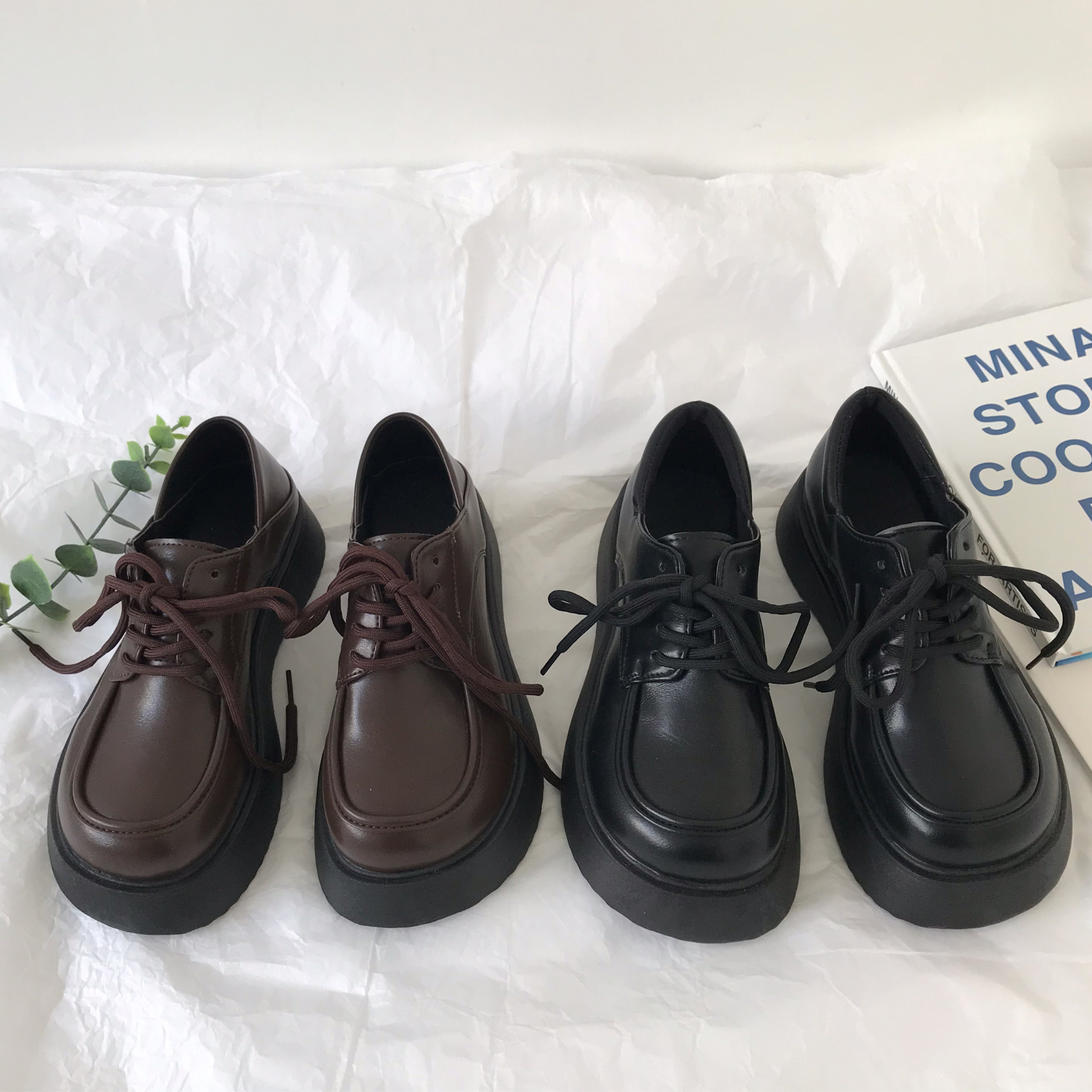 Leather Shoes Preppy English Retro