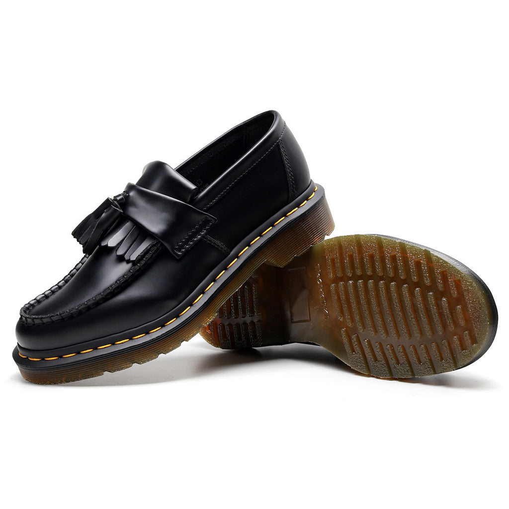 Leather Tassel British Loafers Black