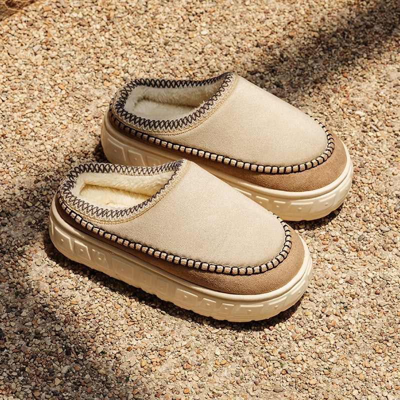 New Non-slip Plus Velvet Slippers Oat Gray