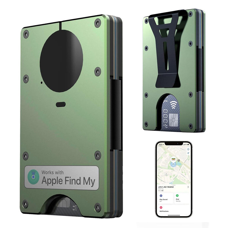 A Minimalist Wallet With Built-in Airtag Chip Army Green
