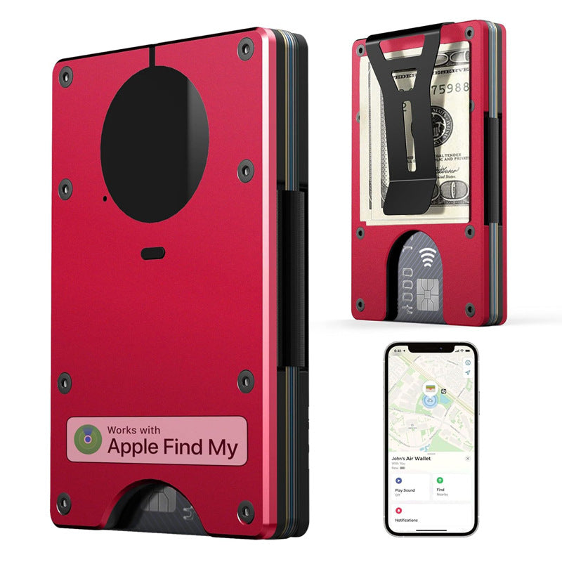 A Minimalist Wallet With Built-in Airtag Chip Red