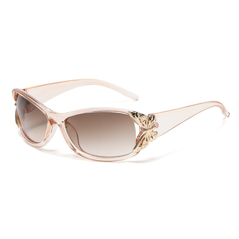 Wraparound Driving Sunglasses In European And American Style Transparent Tea Frame Tea