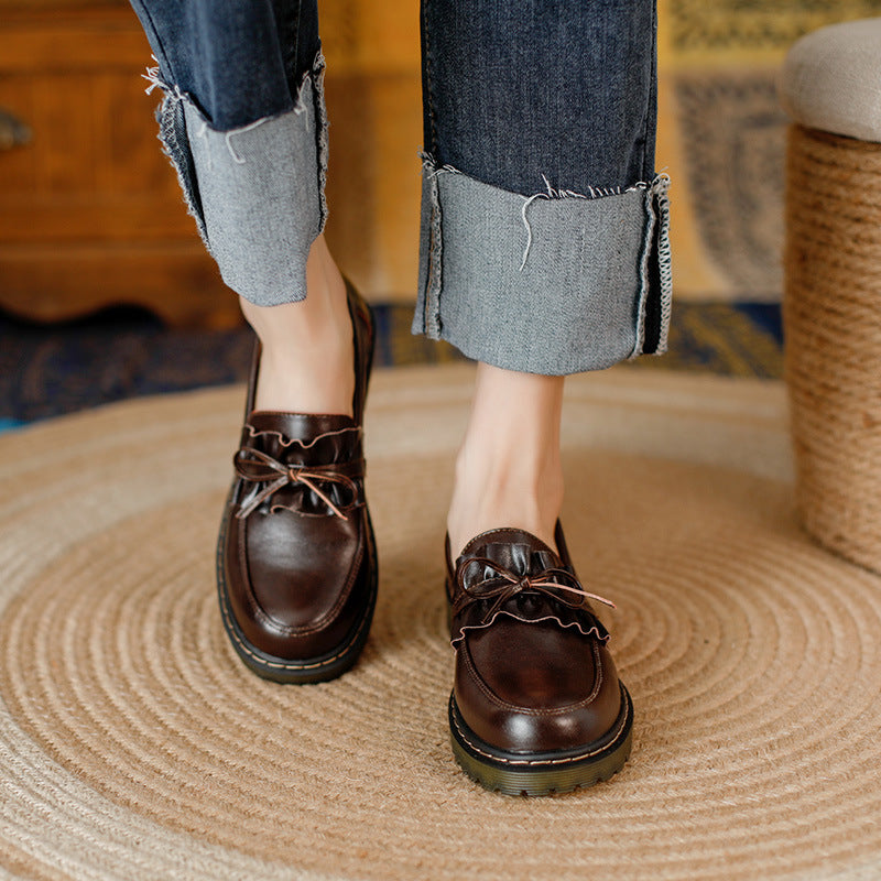 British Style Round Head Leather Shoes