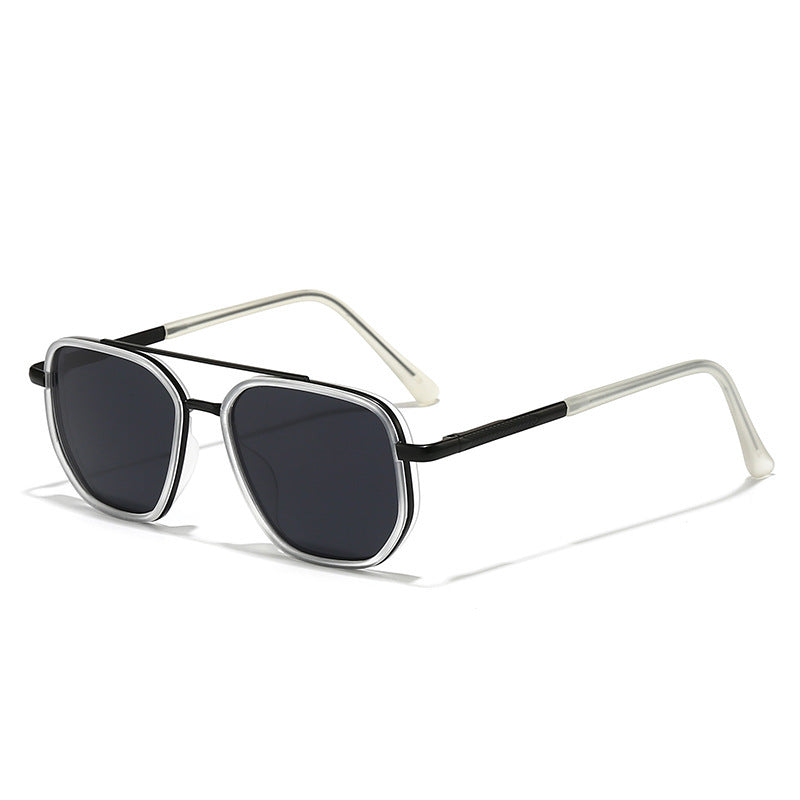 New UV-Protective Chanel-Style Metal Sunglasses For Men Sand transparent Gray Sheet