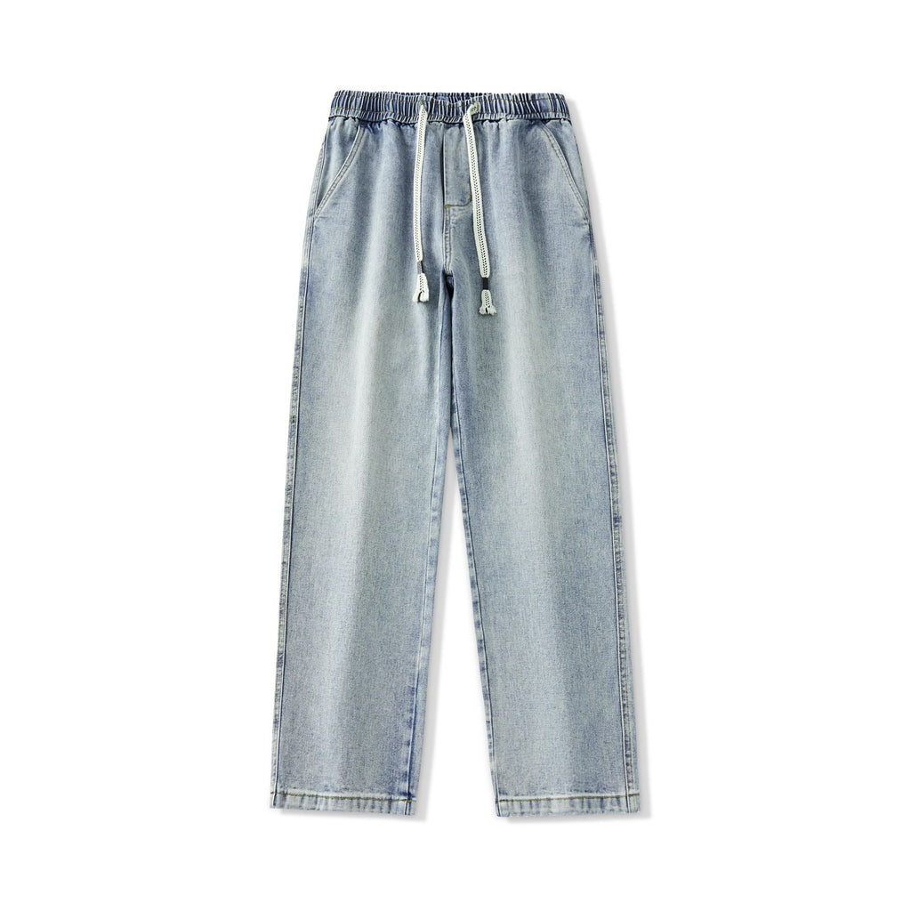 American High Street Retro Loose Casual Straight-leg Pants For Men Light Blue