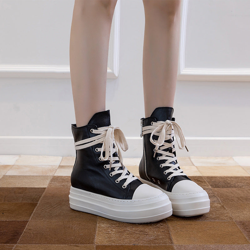 Platform High Top Side Zip Canvas Sneakers