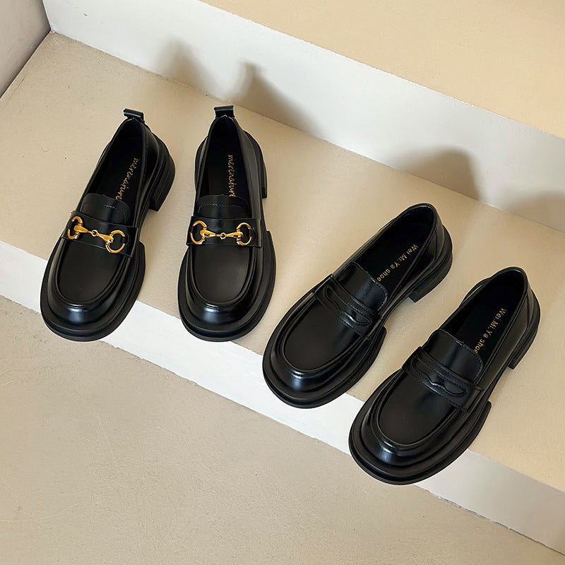 Metal Buckle All-match Soft Thin Loafer
