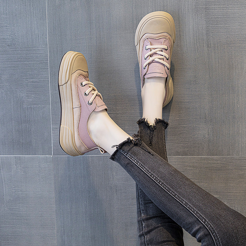 Leather Casual Platform Sneakers