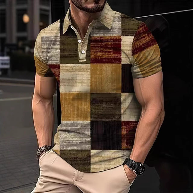 Casual Printed Striped Polo Shirt