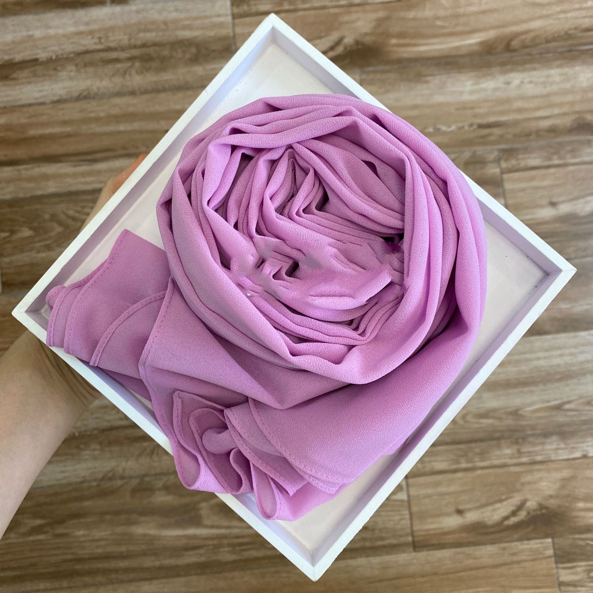 Women's Hijab Solid Pearl Chiffon Scarf Yun purple