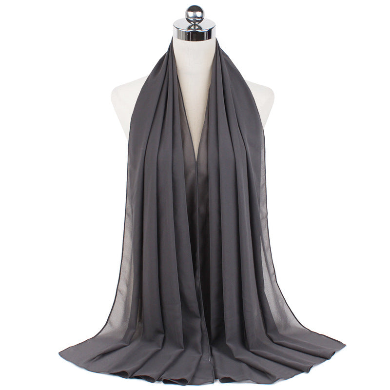 Monochrome Pearl Chiffon Hijab Scarf Bubble O 70X180cm