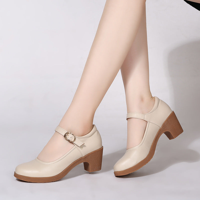 Buckle Shoes With Thermoplastic Rubber Beige