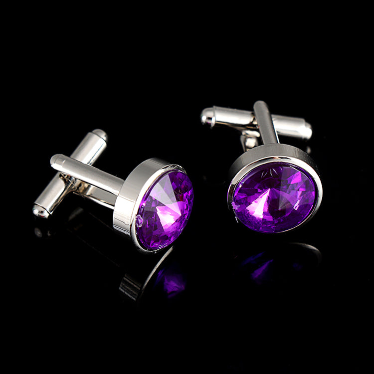 Multicolor French Men's Shirt Metal Cufflink Deep Purple